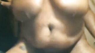 Black BBW Rides Dildo on Webcam with Huge Natural Tits