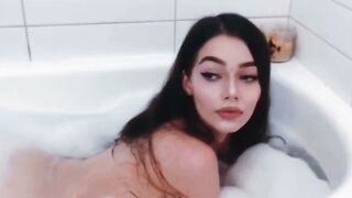 POV Goth Girlfriend Deepthroats You in Soapy Bathtub