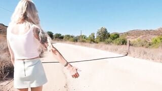 Aubrey Kate Deepthroats Stranger's Cock on Dusty Dirt Road