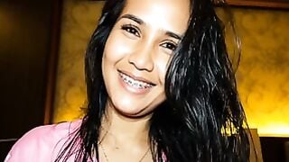 Lily Koh Bends Over To Flash Juicy Bushy Teen Pussy For Big White Dick