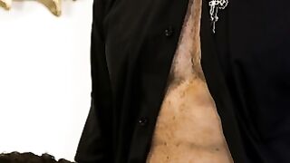 Bastian Karim Deepthroats Muscular Priest Gianni Gio Bareback on Leather Couch