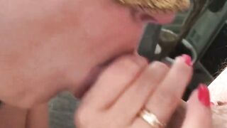 POV Russian Teen Sucks Cock With Small Tits & Red Nails