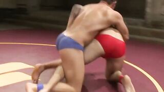 Cam Christou Wrestles Luke Adams Then Doggy Fucks The Loser On The Purple Mat