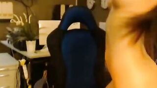 Busty Amateur Babe Fingers Herself in Office Webcam Show
