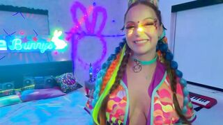Katalina Kyle Deepthroats Dick In Neon Mesh Top And Purple Thigh Highs