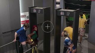 Lola Morena Deepthroats Fan at Soccer Stadium Security Checkpoint