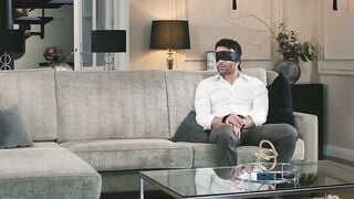 Blindfolded Man Watches Busty Wife Get Suck Off By Another Man