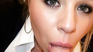 Amateur Blonde MILF Sucks Cock Deepthroat with Big Natural Tits