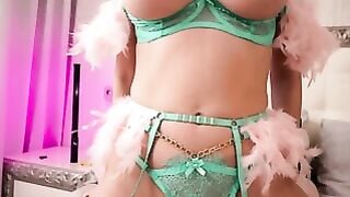 POV Stepbrother Sucks Melanie Queen's Tight Ebony Cunt in Mint Lace