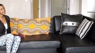 Busty Ebony Teen Rough Fucking on Couch with African Dick