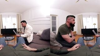 Tattooed Muscular Studs Take Turns in Raw Bedroom Anal Orgy