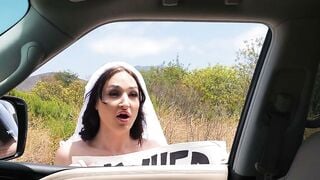 Runaway Bride TS Anal Fucked By Stranger In Car