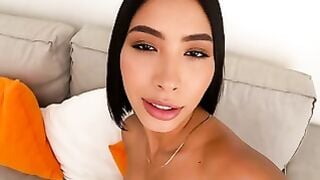 Abigail Mac Stretches Tight Ass With Massive Glass Anal Dildo In Apartment