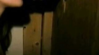Amateur Woman Sucks Cock Through Glory Hole in Theater