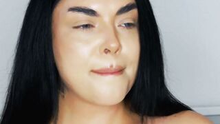 Long Haired Brunette Smoking Fetish Tease in Silk Robe