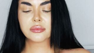 Long Haired Brunette Smoking Fetish Tease in Silk Robe