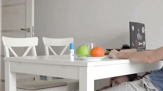 Abigail Mac Deepthroats Big Cock in Kitchen 3 Way Threesome