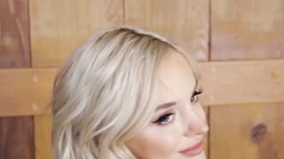 Tattooed Blonde Katy Belle Strips Into Tight Lace Lingerie & Stockings