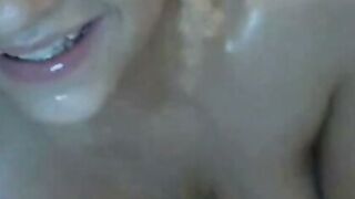 Big-Boobed Latina Webcam Slut Gets Oiled Up