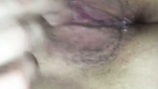 Amateur Creampie Close-Up: Hairy Wet Pussy Cum Play
