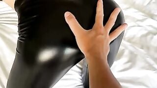 Holly Weelin Hardcore POV Anal Cumshot in Ripped Tight Leather Pants