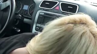 Busty Blonde Sucks Big Cock In Car Publicly