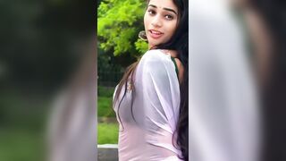 Desi Slut Poses In Tight Pink Saree With Green Blouse And Jhumkas