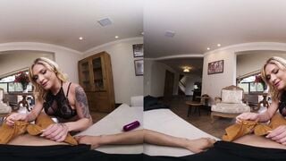 Blonde Trans Woman Rides Cock In Fishnets And Lingerie
