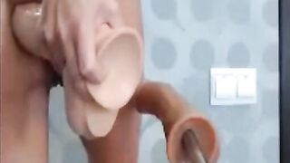Solo Amateur Squirting Orgasm From Hard Anal Fucking Machine