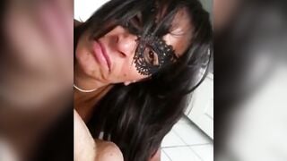 Mature French Slave Sucks Cock Blindfolded in Amateur Submission
