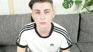 Cute Tattooed Twink Gets Intense Handjob on Couch