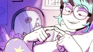 Cartoon Teen Deepthroats Massive Cock in Pink Bedroom