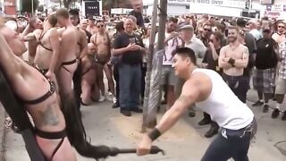Brian Bonds Chained Street Flogging & Group Oral Gang Bang
