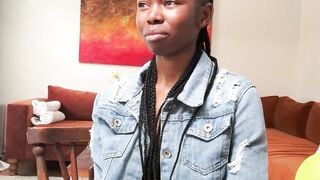 Ebony Teen Doggystyle Raw Bareback on Orange Couch