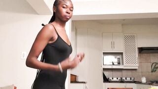 Ebony Teen Doggystyle Raw Bareback on Orange Couch