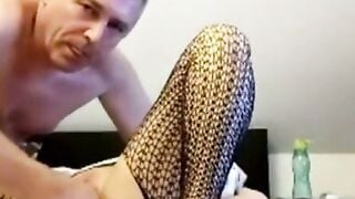 German Amateur Mature Wife Sucks Cock In Fishnet Lingerie At Home