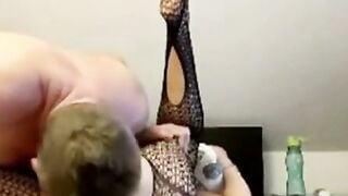 German Amateur Mature Wife Sucks Cock In Fishnet Lingerie At Home