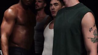 Sean Xavier Bareback Anal Training on Muscular Tattooed Subs