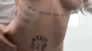 Tattooed Blonde Jazz Deepthroats Massive BBC Cock in Kitchen