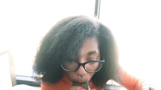 Jayy Alexis Deepthroats BBC in Glasses and Stockings on Bed