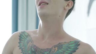 Tattooed Twink Noah Sucks Big Dildo Then Fucks His Tight Asshole