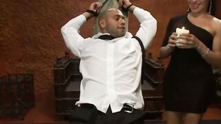 TS Foxxy Deepthroats Bound Leo Forte In Rough Dungeon Bondage