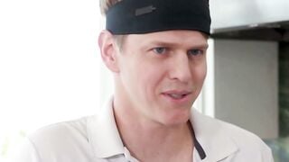 Big Titted Shemale Deepthroats Cock in Kitchen After Tennis Match