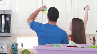 Juniper Ren Deepthroats Neighbor's Massive Cock in Red Dress
