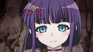 Purple Hair Anime Girl Deepthroated By Slimy Tentacles In Cave