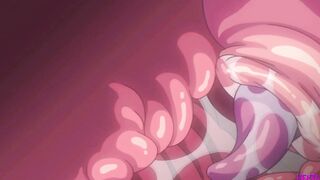 Purple Hair Anime Girl Deepthroated By Slimy Tentacles In Cave