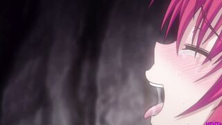 Purple Hair Anime Girl Deepthroated By Slimy Tentacles In Cave