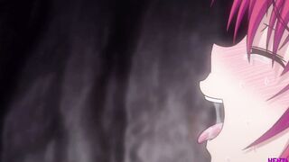Purple Hair Anime Girl Deepthroated By Slimy Tentacles In Cave