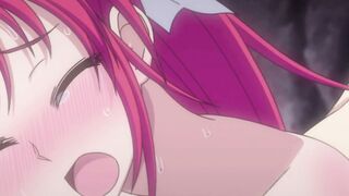 Purple Hair Anime Girl Deepthroated By Slimy Tentacles In Cave