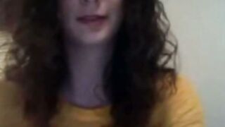 Shy Cam Girl Squeezes Big Tits While Standing Masturbating on Webcam